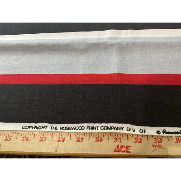 The Rosewood Print Linen Blend Fabric Black, Red and Grey Striped 4 Yards x 58" - Picture 6 of 8